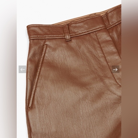 Babaton Brown Wide-Leg Vegan Leather Pants - Picture 4 of 7